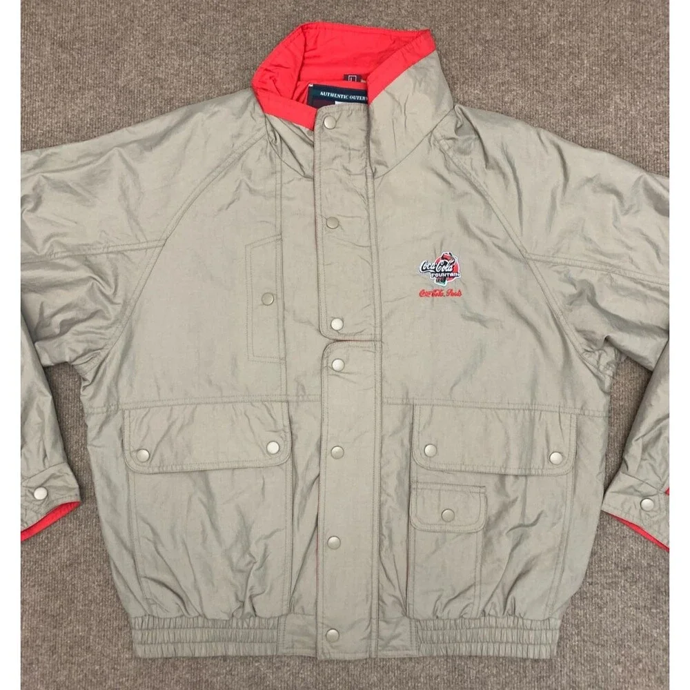 Dunbrooke Coca-Cola Jacket Mens L Bomber Nylon Lined Rain-Resistant Snap Zip-Up